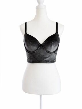 Victoria’s Secret Black Sparkly Bustier Bra 36C Lined Demi